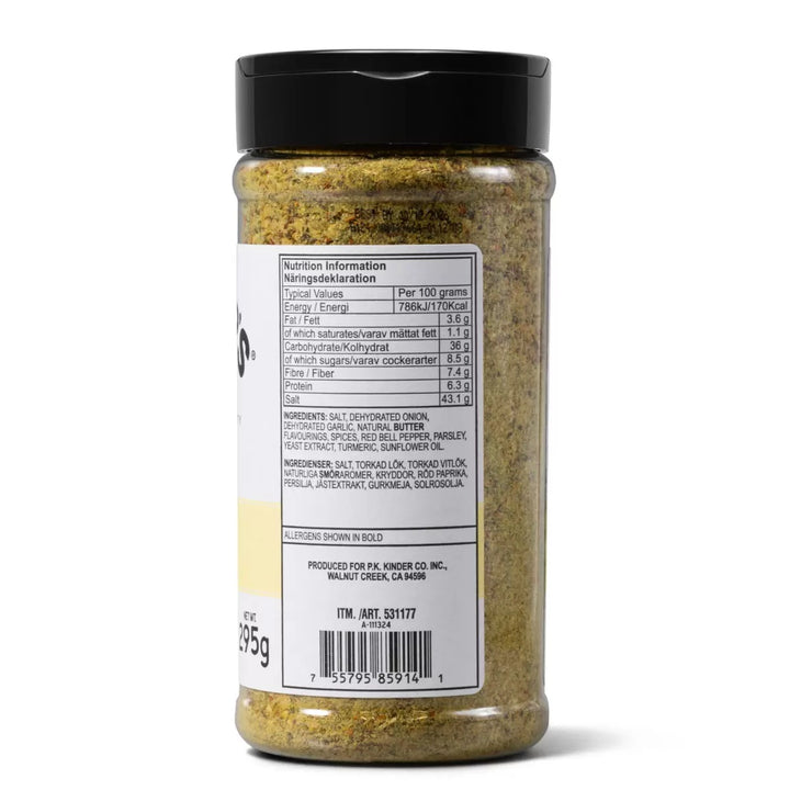 Kinder's Buttery Steakhouse Seasoning 295g ingredients