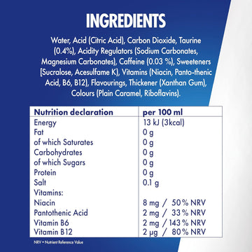 Red Bull Sugar Free 24 X 250ml ingredients