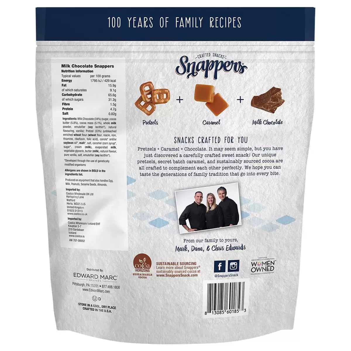 Snappers Milk Chocolate and Caramel Pretzels 567g