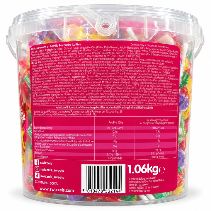 Swizzels Lolly Mix Assorted Lollipops Tub 1.06kg-1
