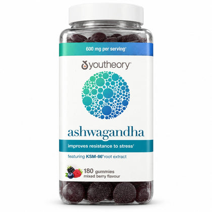 Youtheory Ashwagandha Gummies Mixed Berry Flavour 180 Gummies