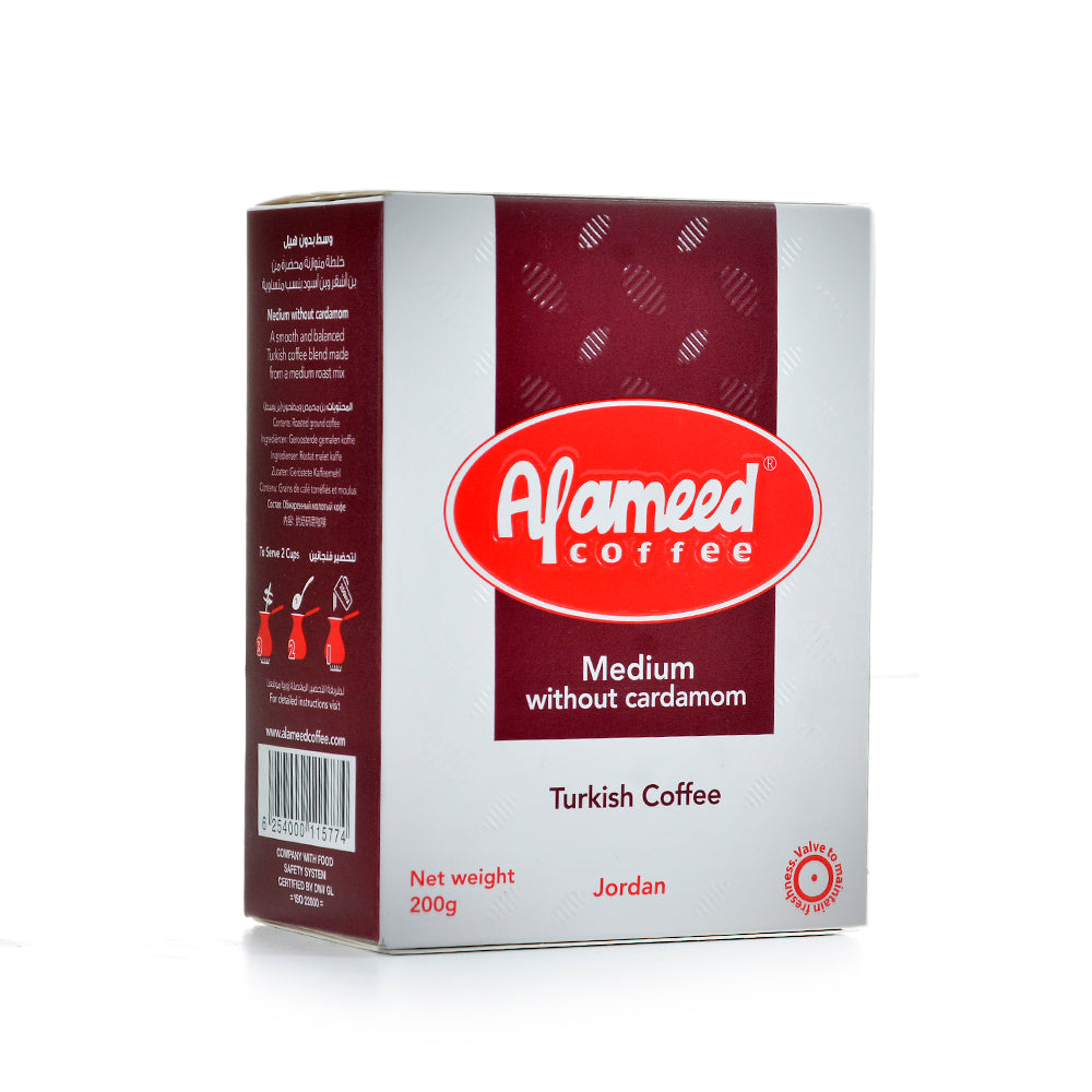 Al Ameed Coffee Medium Turkish Coffee without Cardamom 200g