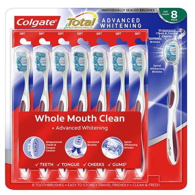 Soft Colgate Total Advanced Whitening Toothbrush 8 Pack